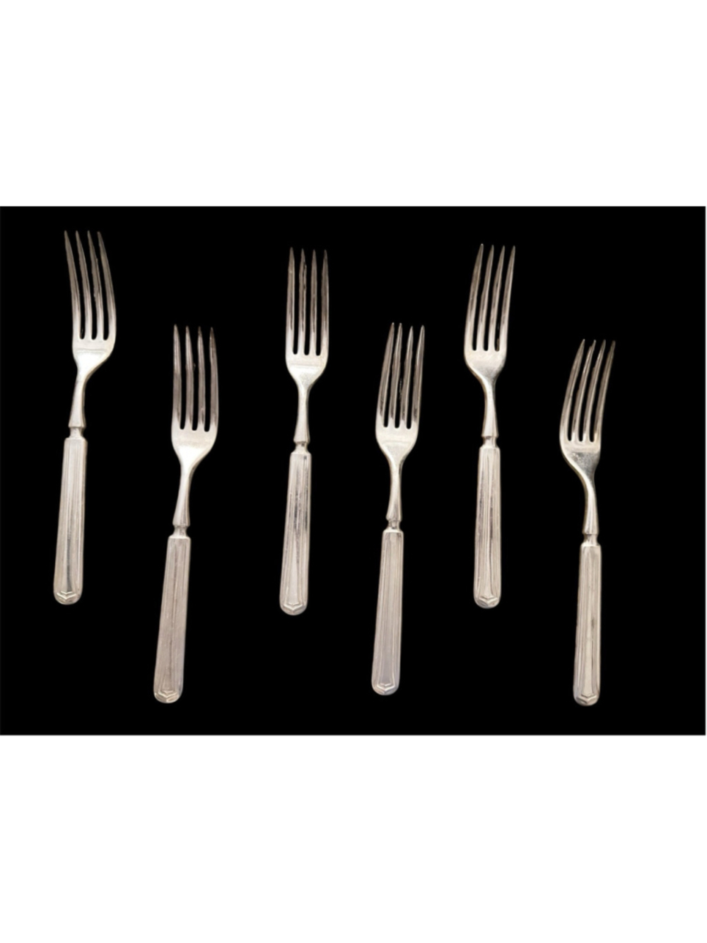 6 Rogers 1881 “Scotia” Dinner Forks – 12 DWT Silverplate – Vintage – Very Good